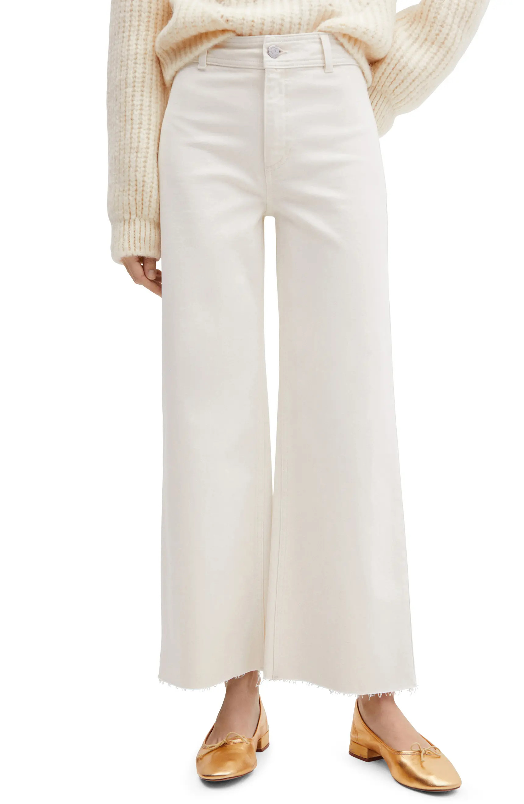 MANGO High Waist Raw Hem Culotte Jeans | Nordstrom | Nordstrom