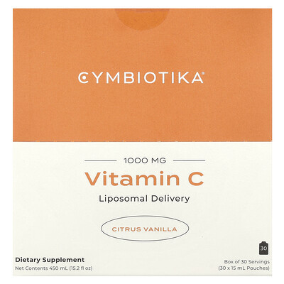 Cymbiotika, Vitamin C, Liposomal Delivery, Citrus Vanilla, 1,000 mg, 30 Pouches, 15 ml Each | iHerb