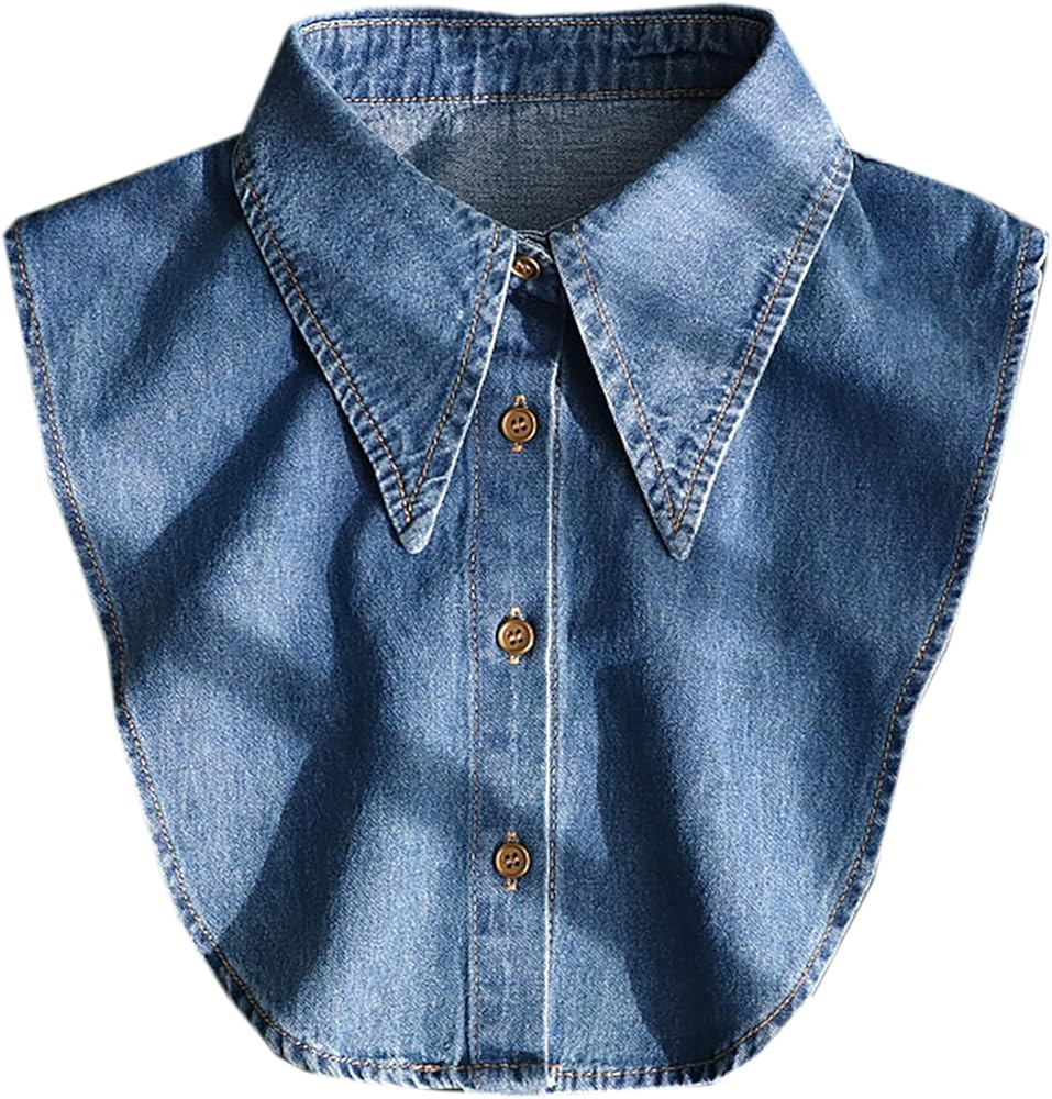 Denim Fake Collar Detachable Dickey Collar Half Shirts Blouse False Collar Top for Women Girls Me... | Amazon (US)