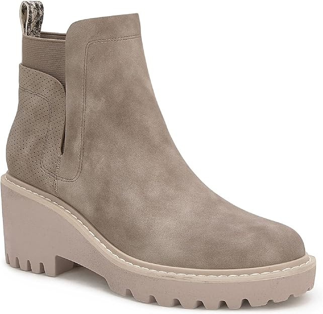 Womens Platform Lug Sole Chelsea Boots Ankle High Chunky Block Heel Non-Slip Suede Leather Slip o... | Amazon (US)