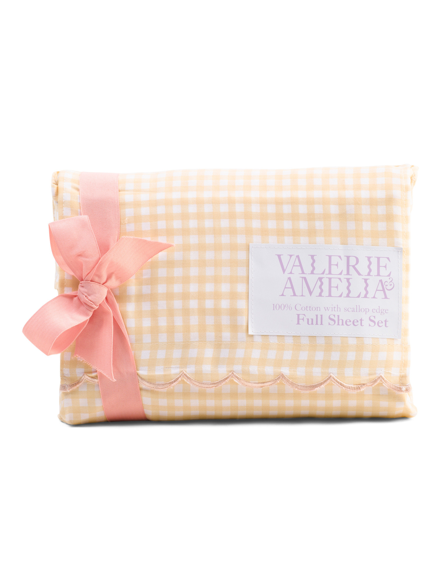 Gingham Sheet Set With Scalloped Edge | Bed & Bath | Marshalls | Marshalls