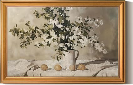 ARPEOTCY Large Gold Framed Canvas Wall Art, 24x36 Inch, Rustic Flower and Lemon Art Prints, Vinta... | Amazon (US)