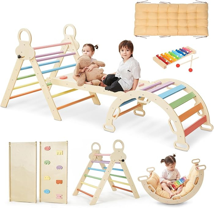 Pikler Triangle Set, Colorful, 8 in 1, for Toddlers 1-6 | Amazon (US)