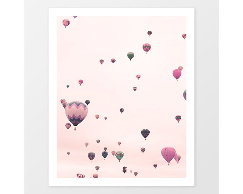 Set of 6 nursery prints, girl nursery decor girl, hot air balloon nursery wall art girl, girls ro... | Etsy (US)