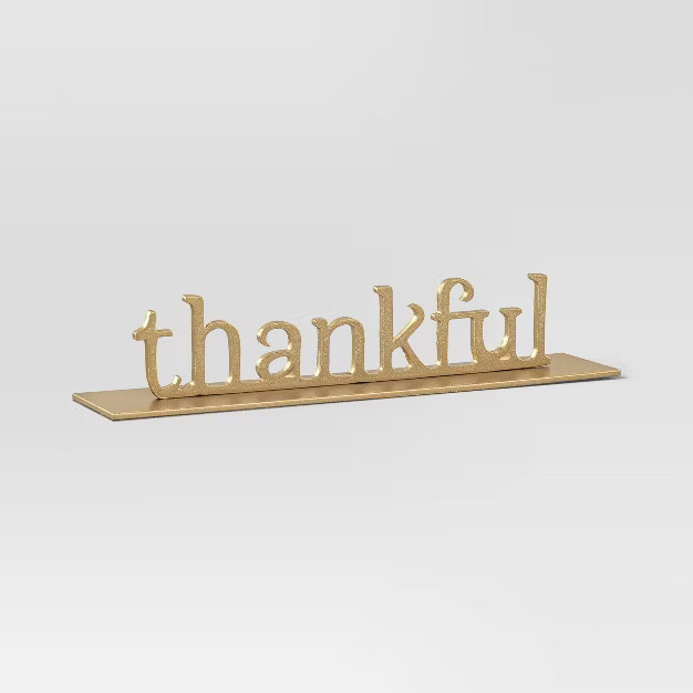 Brass Thankful Sign Gold - Threshold™ | Target