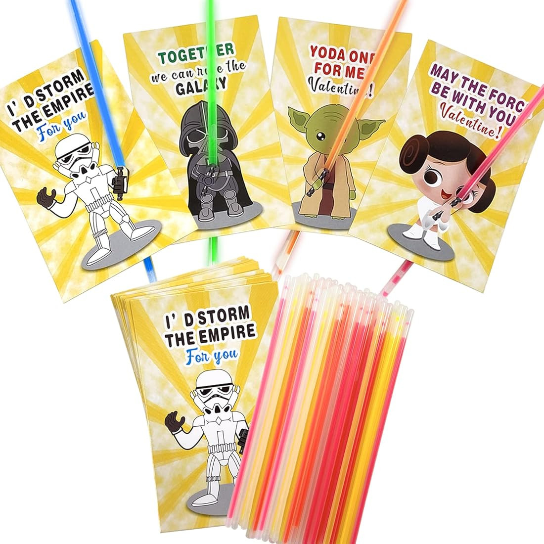 36 Pack Kid's Valentine's Day Cards, Valentine Glow Sticks Card, Gifts for Kids Classroom, Funny ... | Amazon (US)