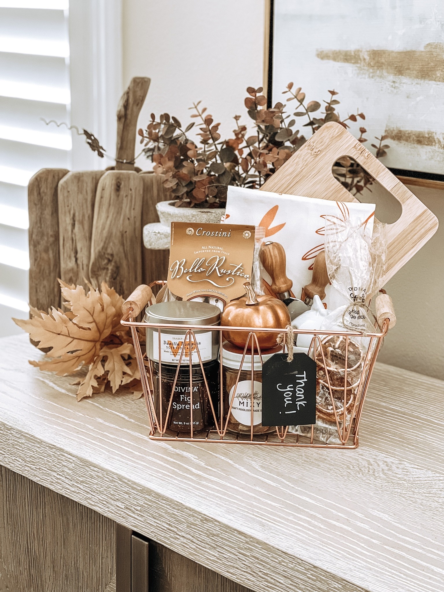 Fall inspired hostess gift 
Thanksgiving host gift
Hostess gift
Give thanks
Gift baskets 
Gift basket idea 


#LTKSeasonal #LTKhome #LTKfamily