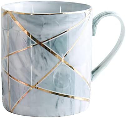 Marble Coffee Mug, WAVEYU Elegant Ceramic Mug Cup Creative Golden Coffee Cup with Handle for Breakfa | Amazon (US)