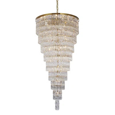 42-Light Gold 9-Tier Chandelier With Clear Crystal Accents | Wayfair North America