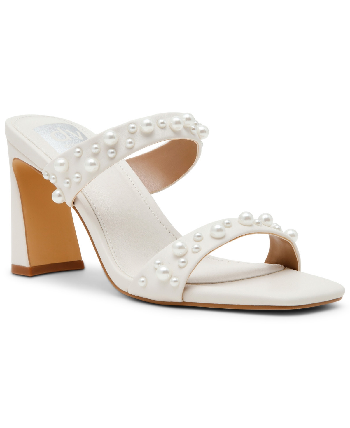 Dv Dolce Vita Women's Veniss Imitation Pearl Two-Band Slide High Heel Slip-On Dress Sandals - Ivory Pearl | Macy's