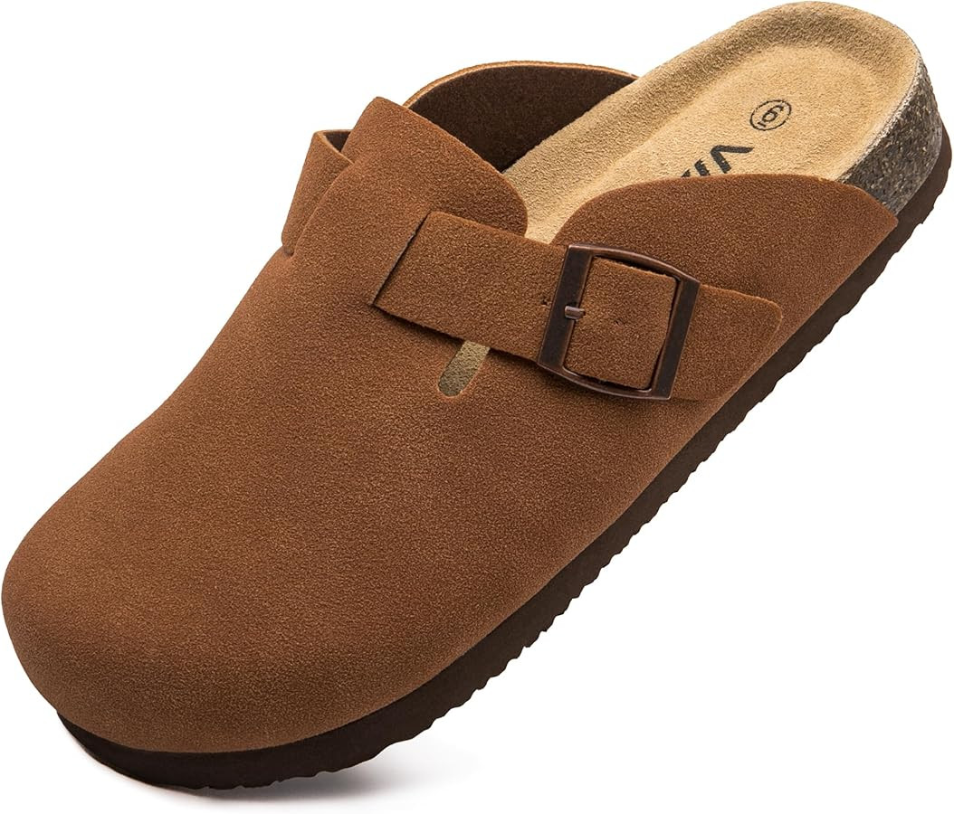 Suede Clogs Potato Shoes Cork Footbed Sandals Comfort Mules with Arch Support Slip On Slippers | Amazon (US)