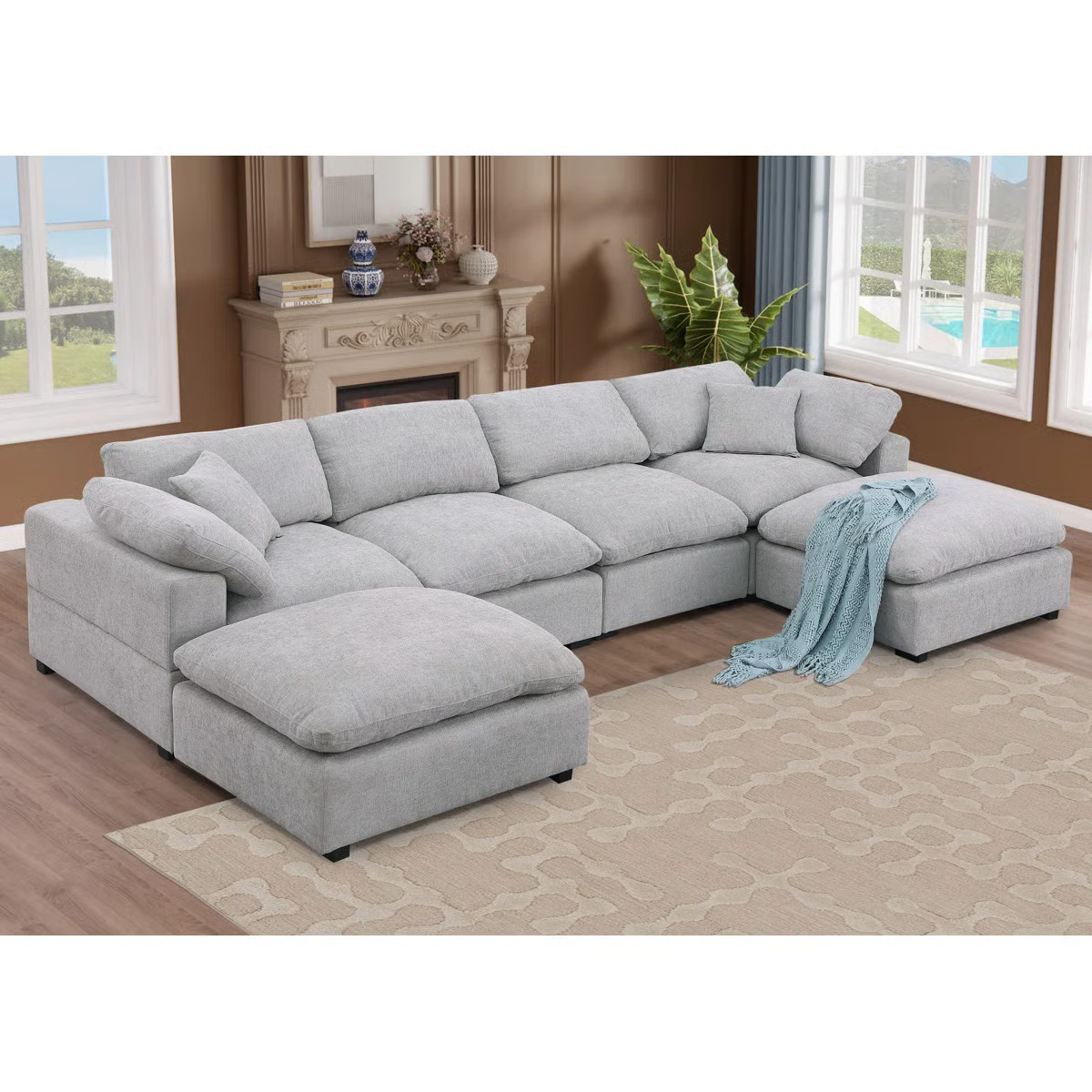 Wilroy 6-piece Comfy U-shaped Sofa Couch Reversible Chaise Sectional | Wayfair North America