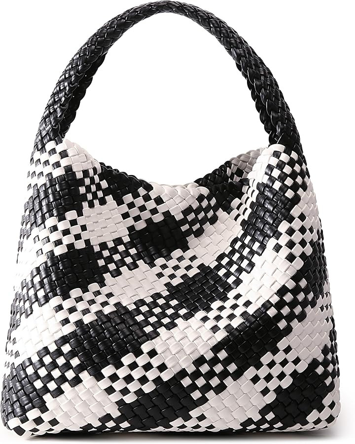 Fashion Woven Purse for Women Top-handle Shoulder Bag Soft Summer Hobo Tote Bag | Amazon (US)