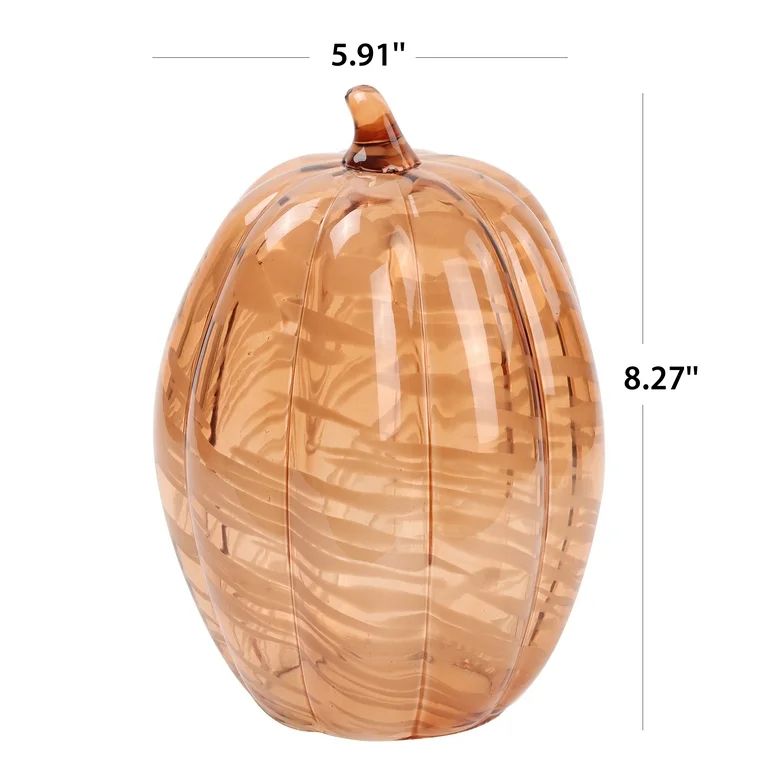 Better Homes & Gardens Tall Marble Glass Pumpkin, Orange | Walmart (US)