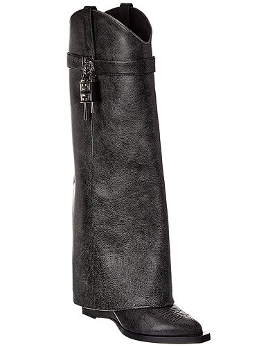 Shark Lock Leather Knee-High Boot | Gilt & Gilt City
