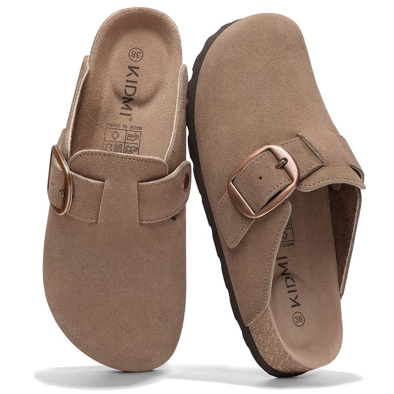 Comwarm Genuine Suede Clogs for Women, Memory Foam Cork Footbed Potato Slip on Leather Shoes, Moc... | Walmart (US)