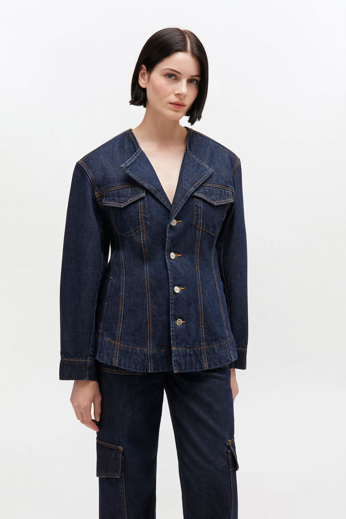 Dark Rinse Denim Blazer | Ganni