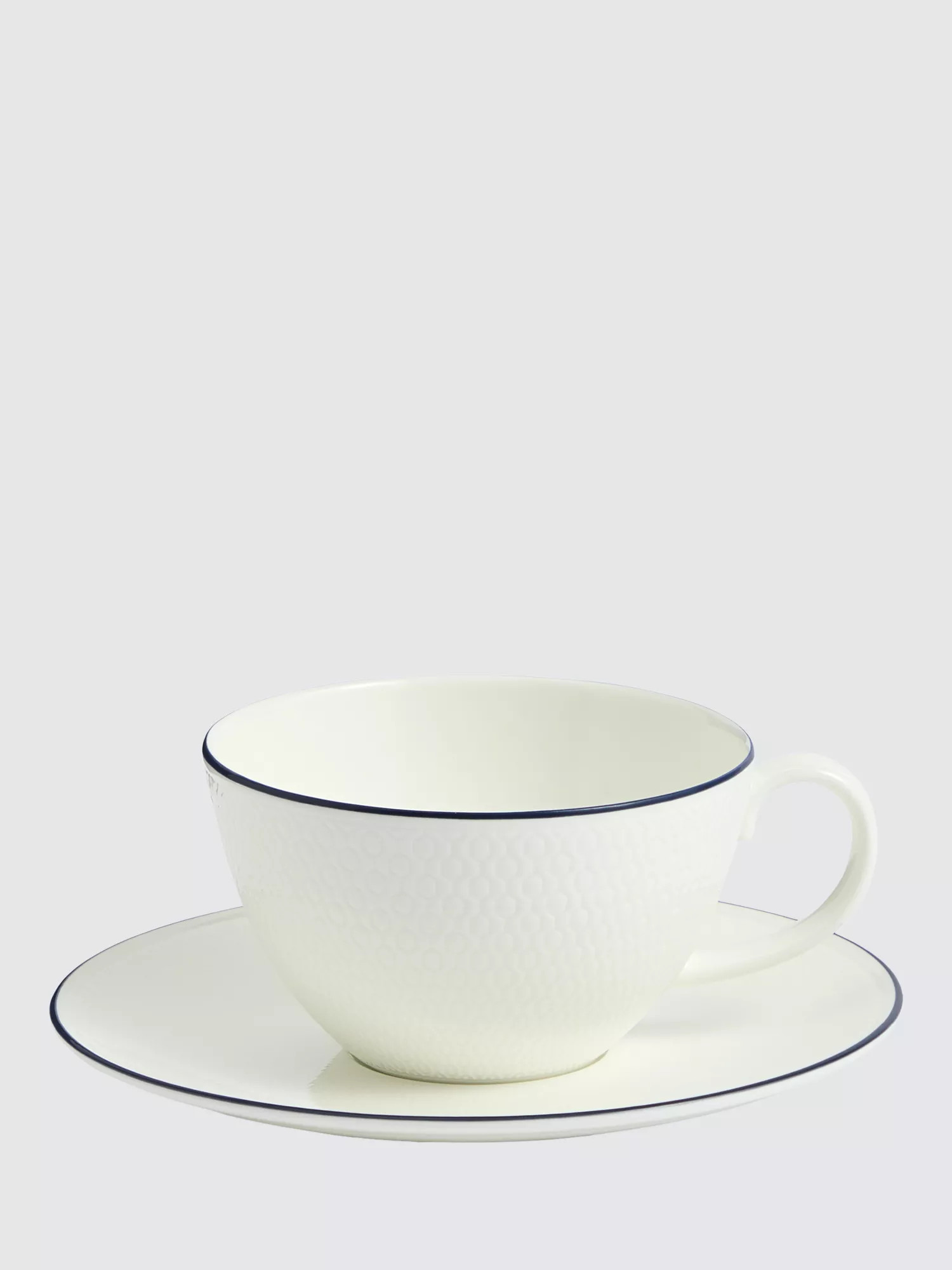 Wedgwood Gio Blue Line Bone China Tea Cup & Saucer, 290ml, White/Blue | John Lewis (UK)
