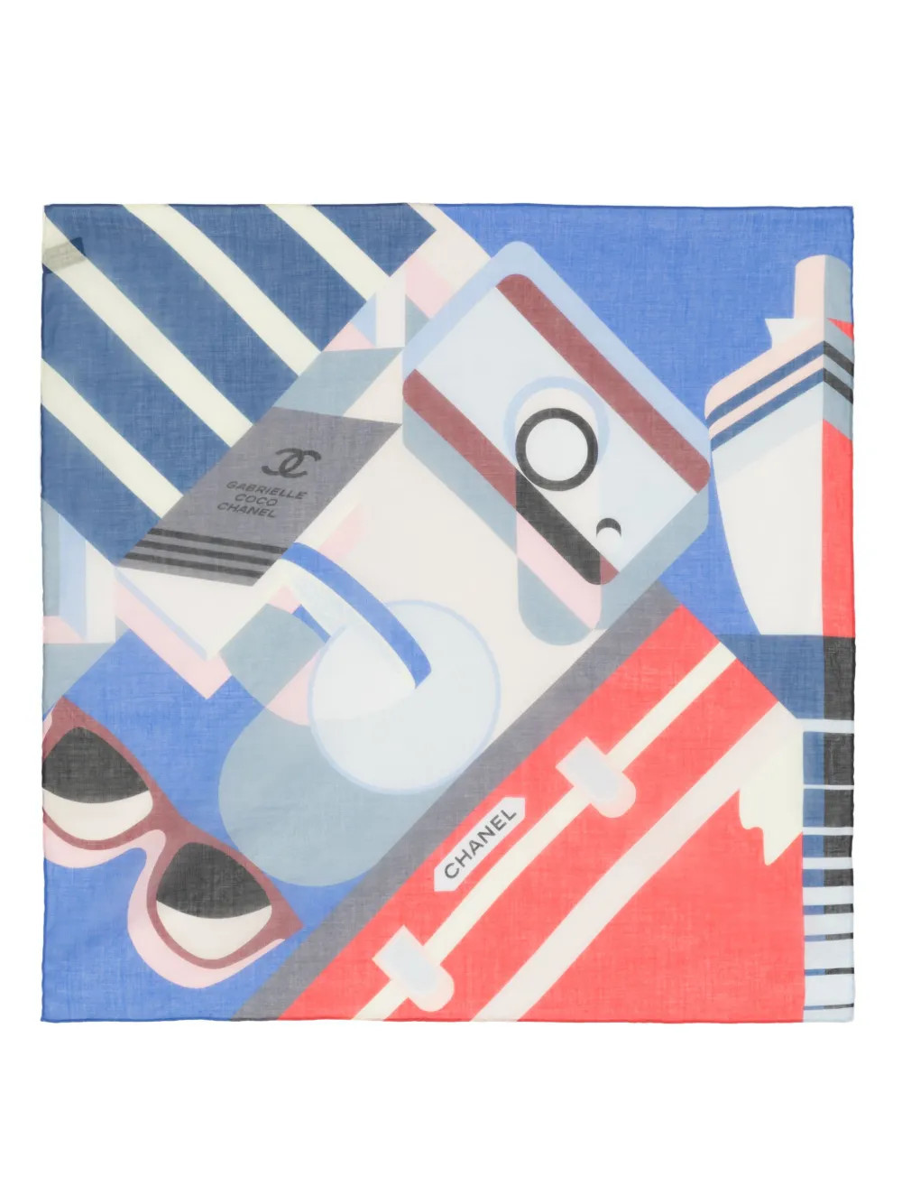 CHANEL Pre-Owned geometric-print cotton scarf - Multicolour | Farfetch Global
