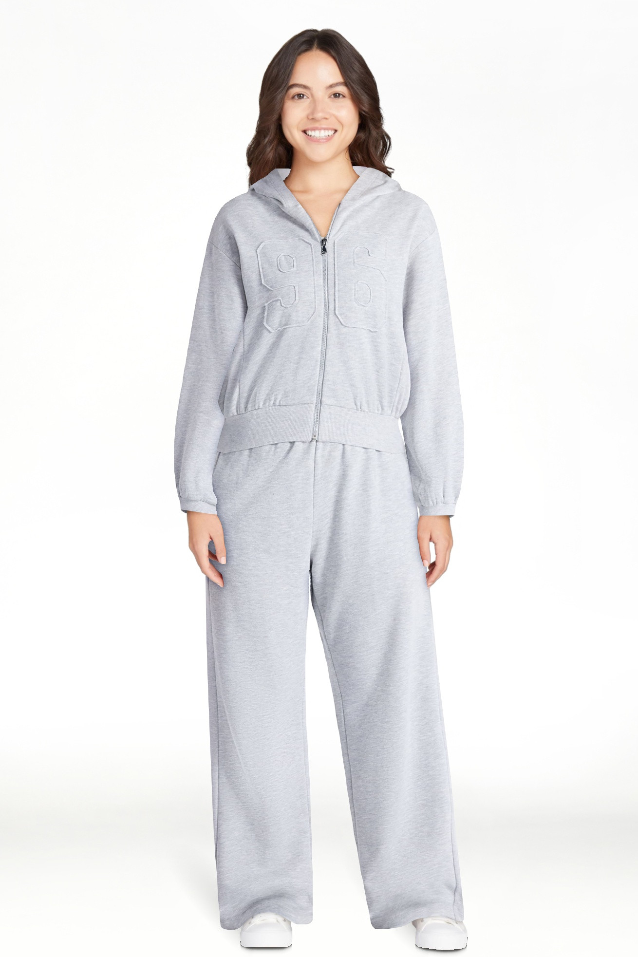 No Boundaries Embroidered Fleece Zip-Up Hoodie and Pants Set, 2-Piece, Women's | Walmart (US)