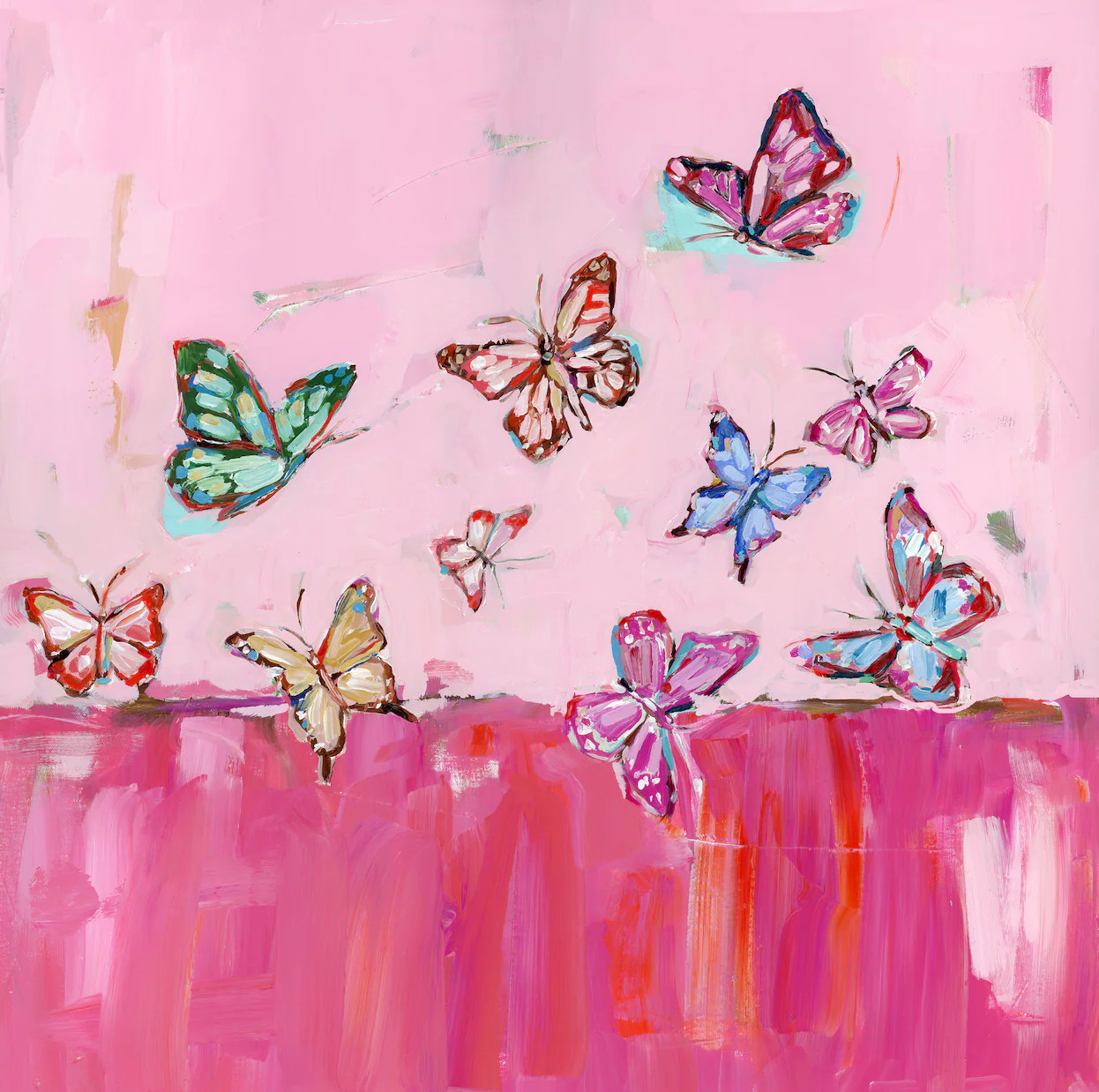 "Butterfly Wishes" Hot Pink on paper | Chelsea McShane Art