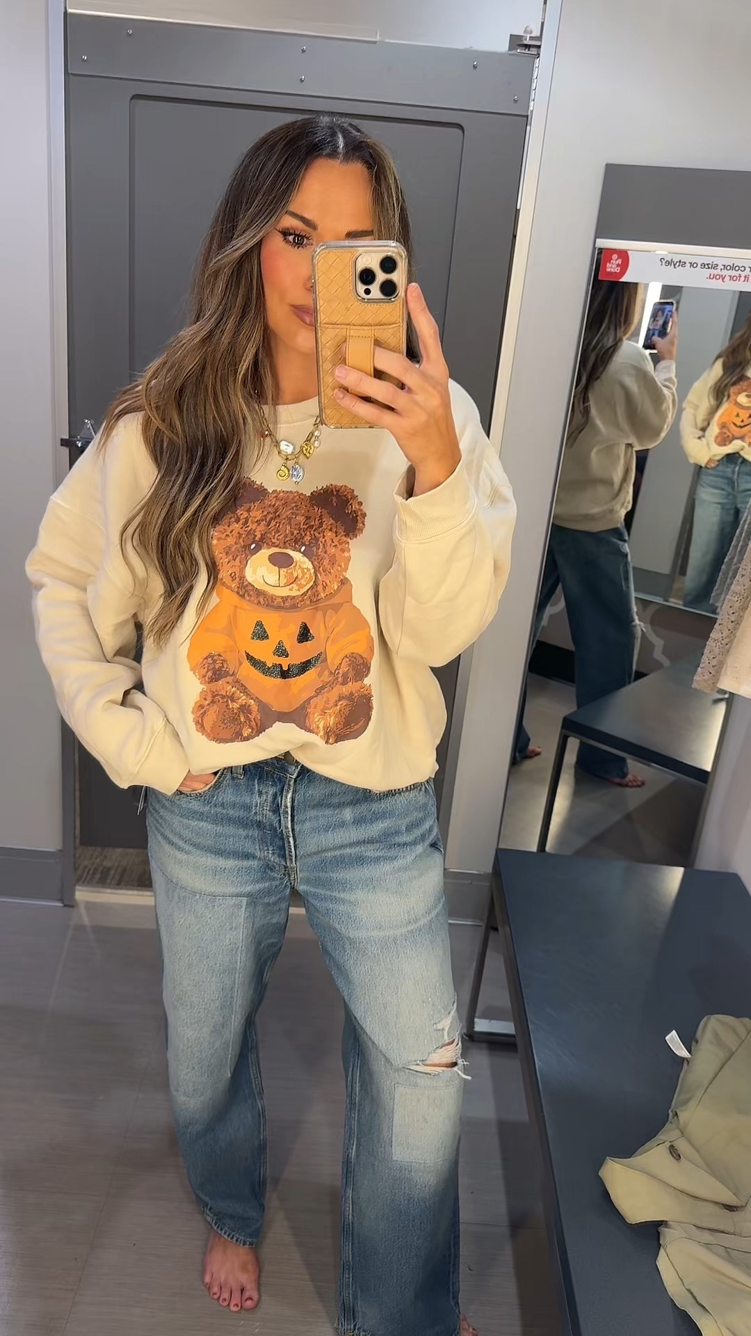 Target new arrivals size XL in the sweater and a 8 in the jeans 

#LTKStyleTip #LTKFindsUnder50 #LTKOver40