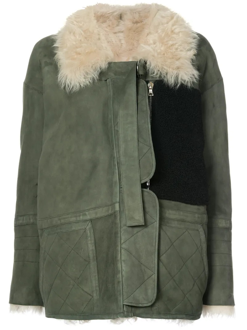 Sandy Liang - Ines coat - women - Sheep Skin/Shearling - 38, Green, Sheep Skin/Shearling | FarFetch US