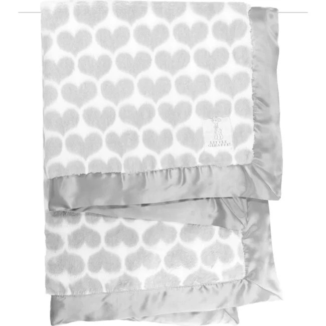 Blankets | Luxe Heart Army Baby Blanket, Silver Little Giraffe | Silk | Maisonette | Maisonette