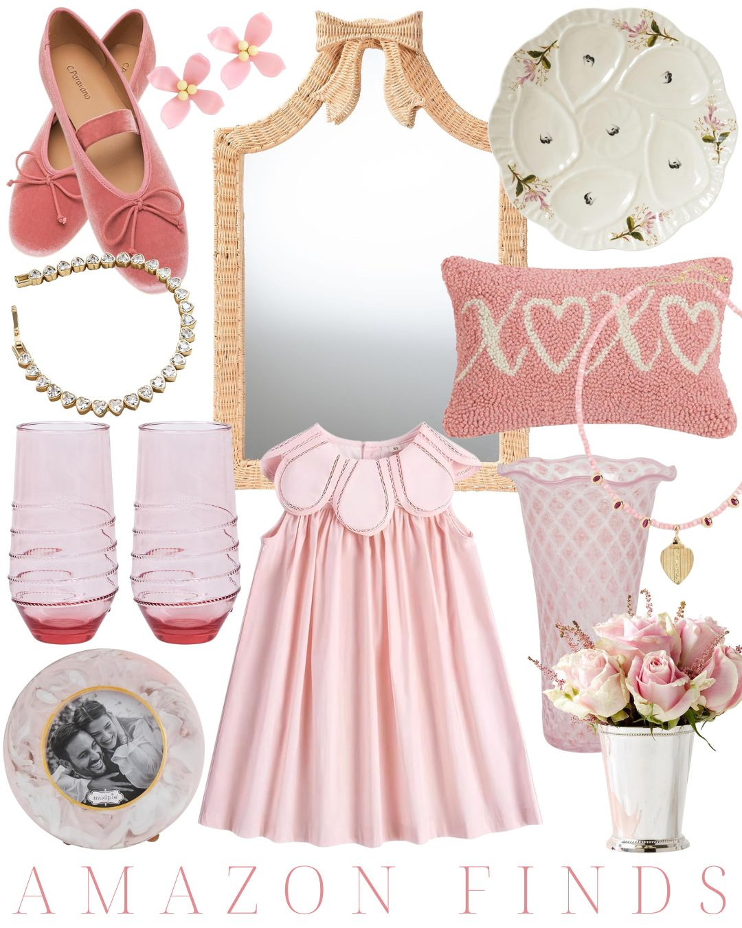 pink ballet flats | woven bow mirror | pretty oyster plate | pink Valentine's Day outfit | toddler style | Valentine's Day jewelry | heart bracelet | pink Juliska | girl's room | pink dress | #valentinesday | #preppystyle | #classicstyle | #homedecor 

 #LTKSeasonal #LTKHome #LTKKids