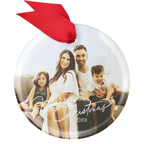 Merry Christmas Script Glass Ornament | Shutterfly