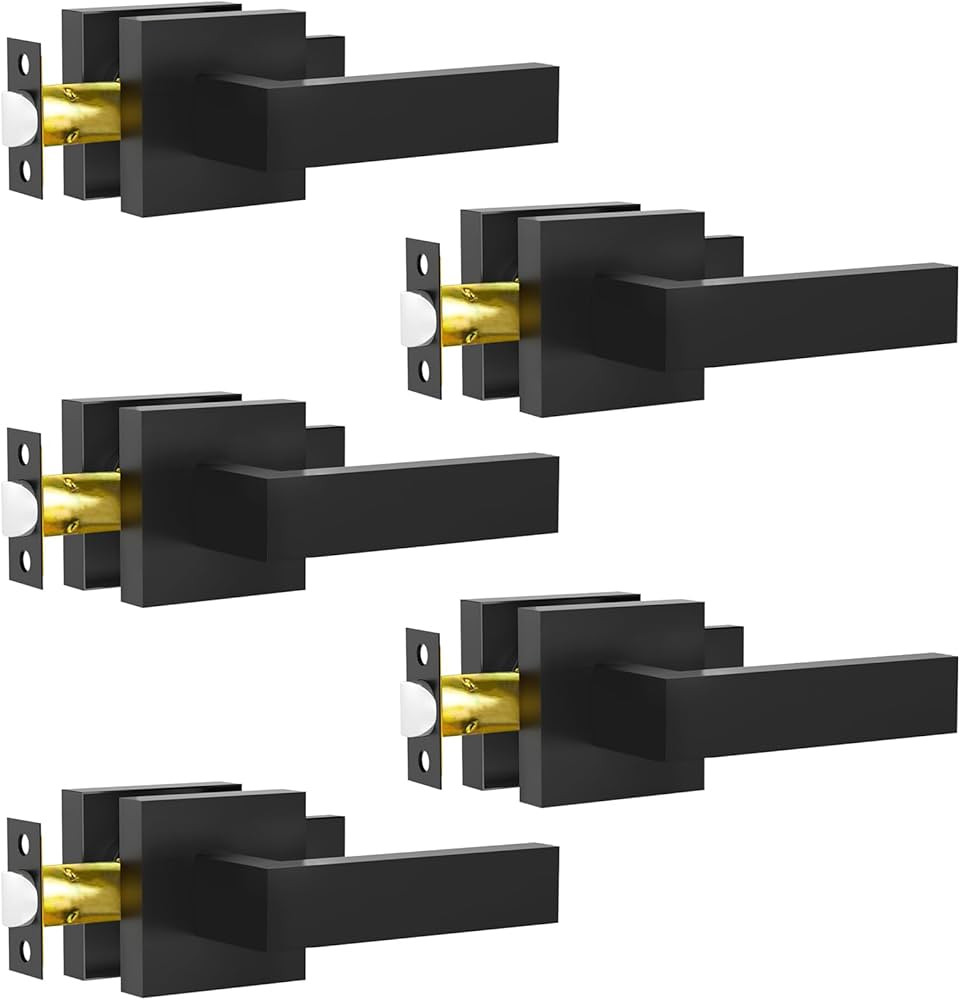Passage Door Lever, 5 Pack Matte Black Interior Door Handles for Hallway and Closet, Heavy Duty S... | Amazon (US)