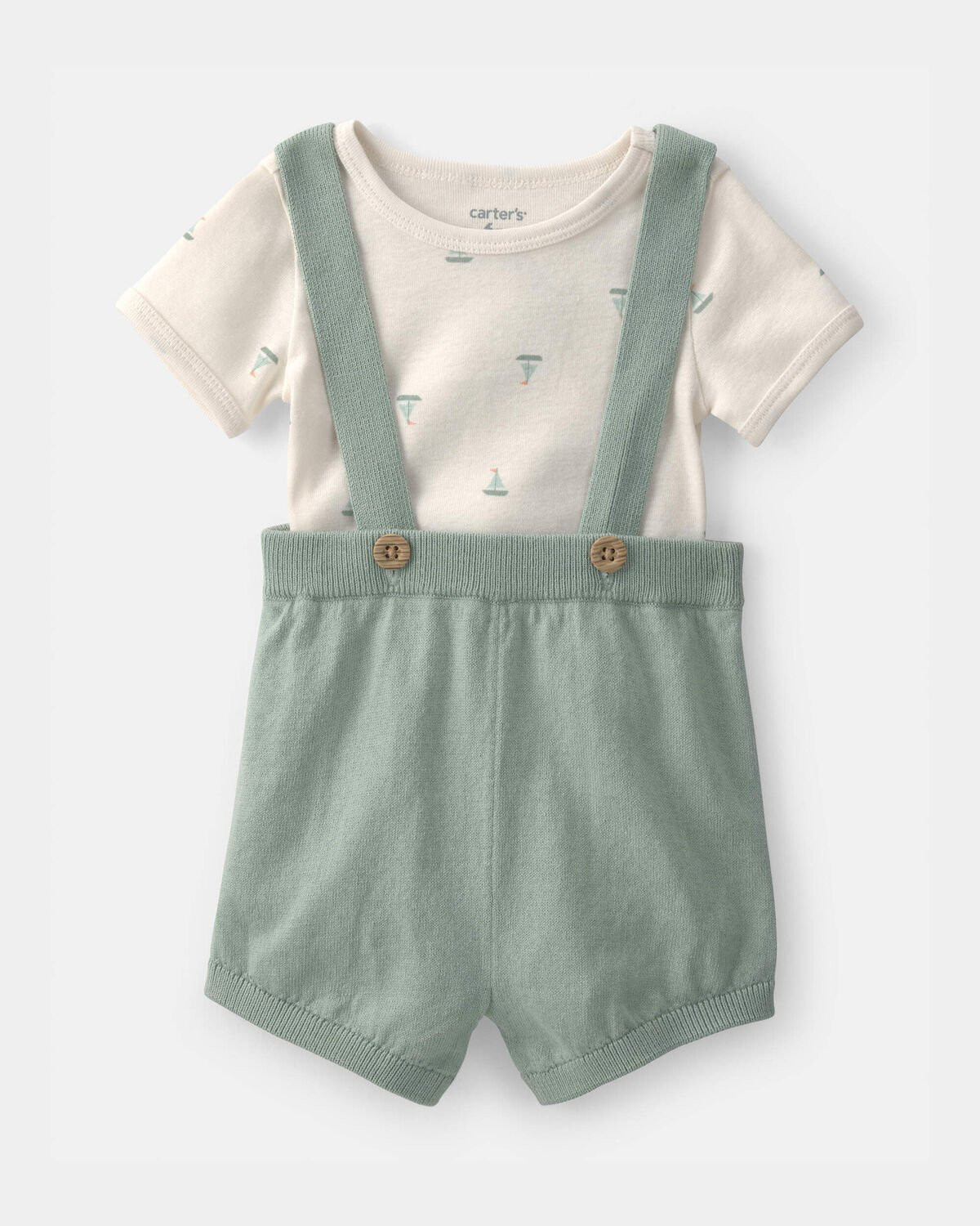 Baby 2-Piece Sailboat Overall Set - Green/Ivory | Carter's Inc