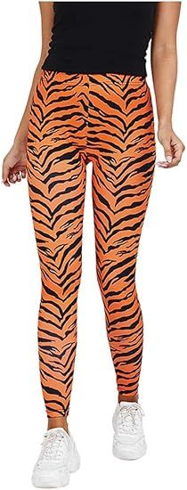 Halloween Leggings for Women Teen Girls Orange and Black Striped Pumpkin Tights | Amazon (US)