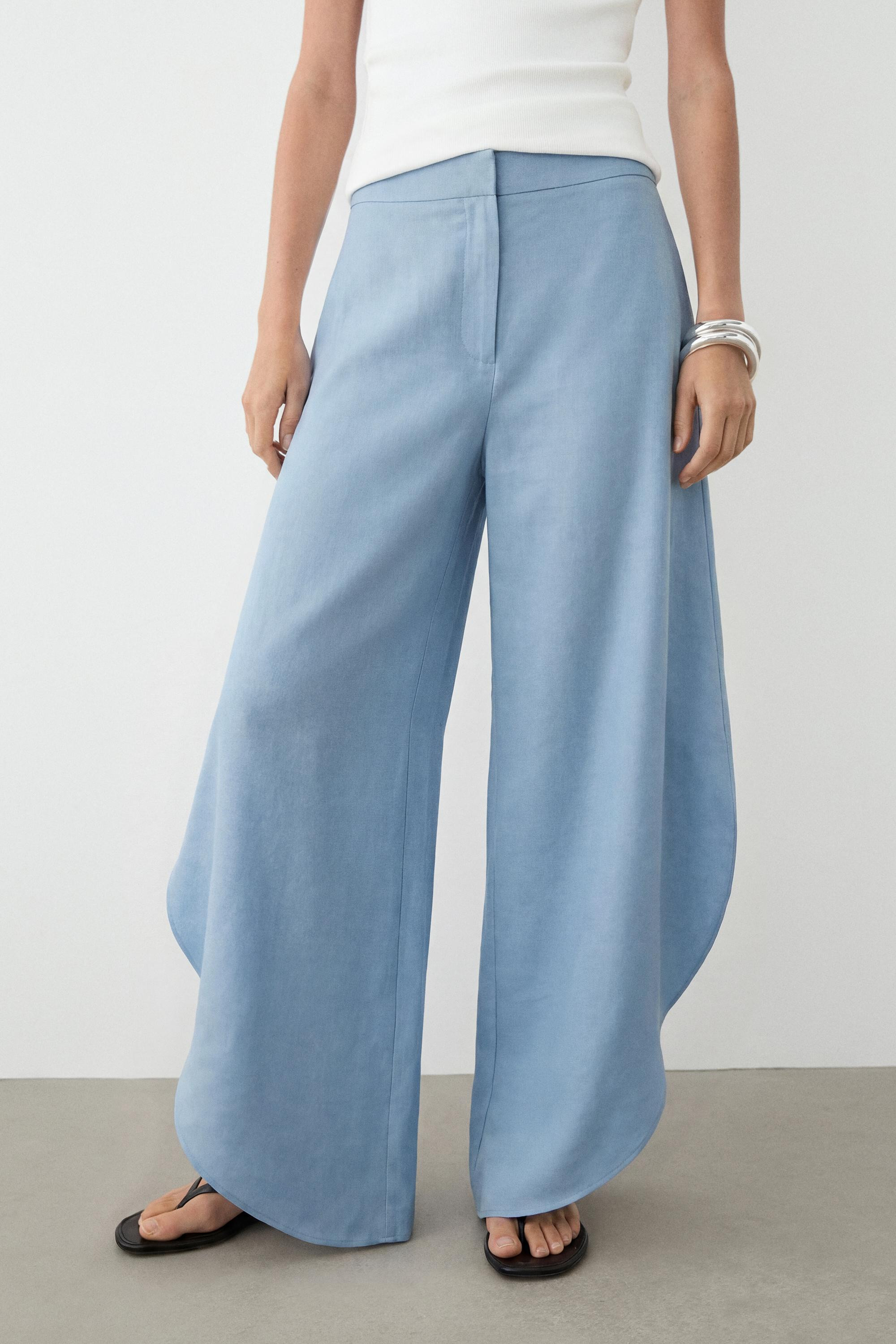 Voluminous flowing linen blend pants | Massimo Dutti US