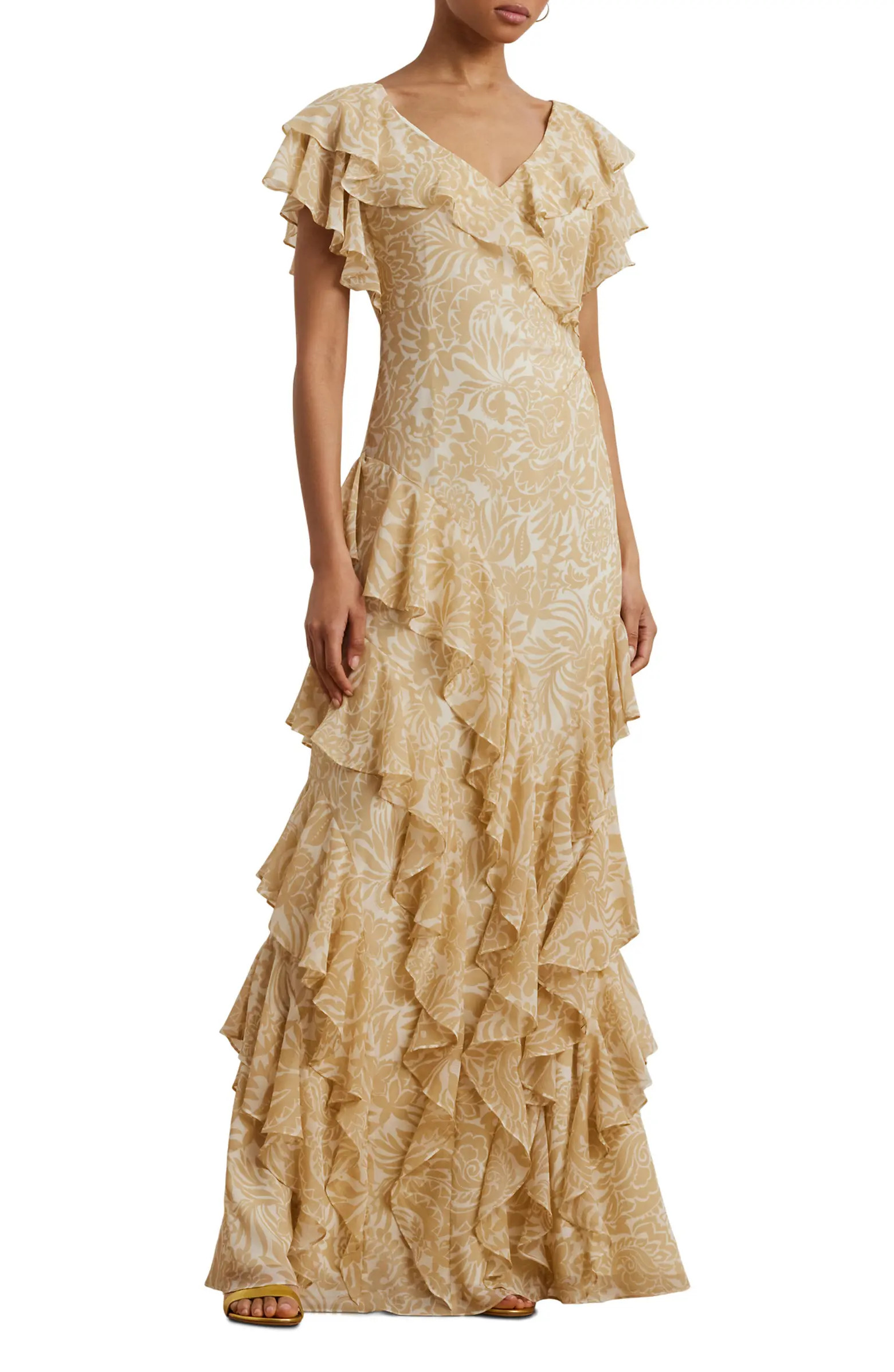 Lauren Ralph Lauren Floral Ruffle Georgette Gown | Nordstrom | Nordstrom
