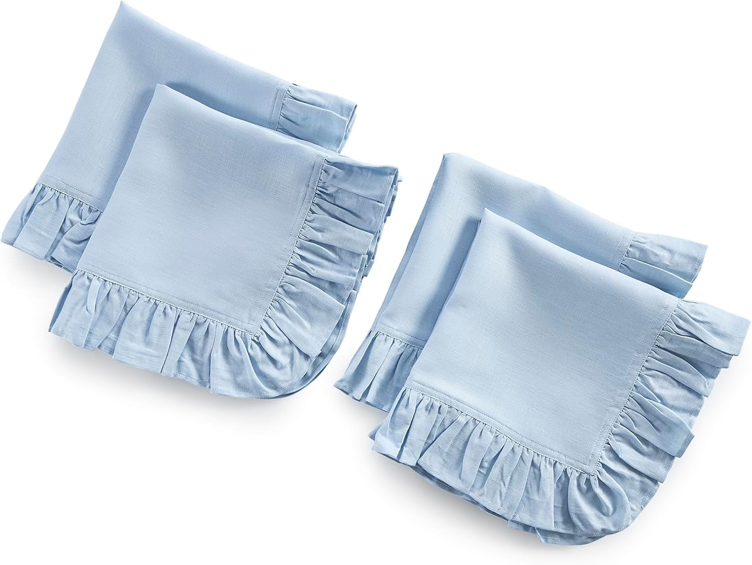 Solino Home Linen Ruffle Napkins 20 x 20 Inch – 100% Pure Linen Sky Blue Cloth Napkins Set of 4... | Amazon (US)