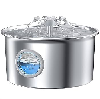 Stainless Steel Cat Water Fountain: 88oz/2.6L Ultra Quiet Pet Fountain with Flower Kitty Spout & ... | Amazon (US)
