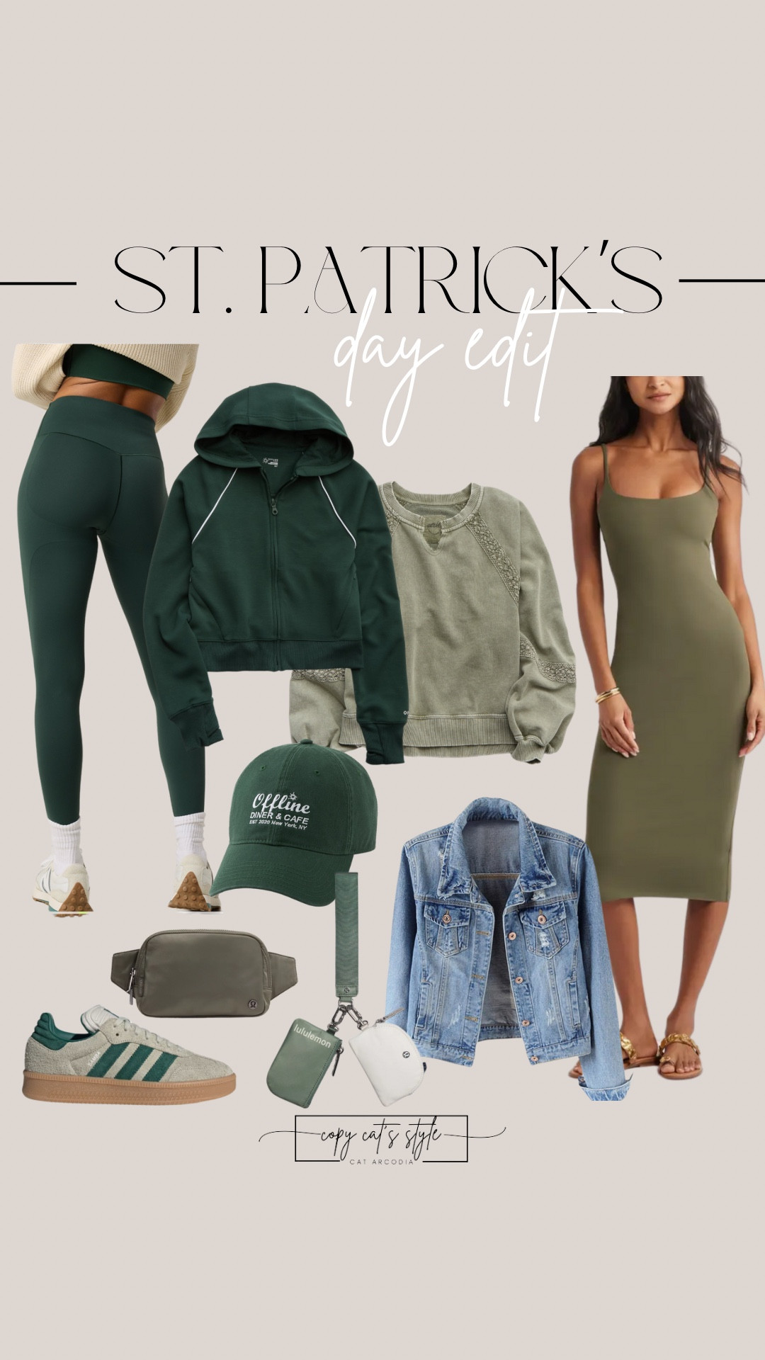 St. Patrick’s day edit!! Shop all the perfect green finds for St. Patty’s Day. Aerie leggings and hoodie, Nordstrom dress, Amazon jean jacket, green accessories. 

#LTKStyleTip #LTKFindsUnder100 #LTKSeasonal