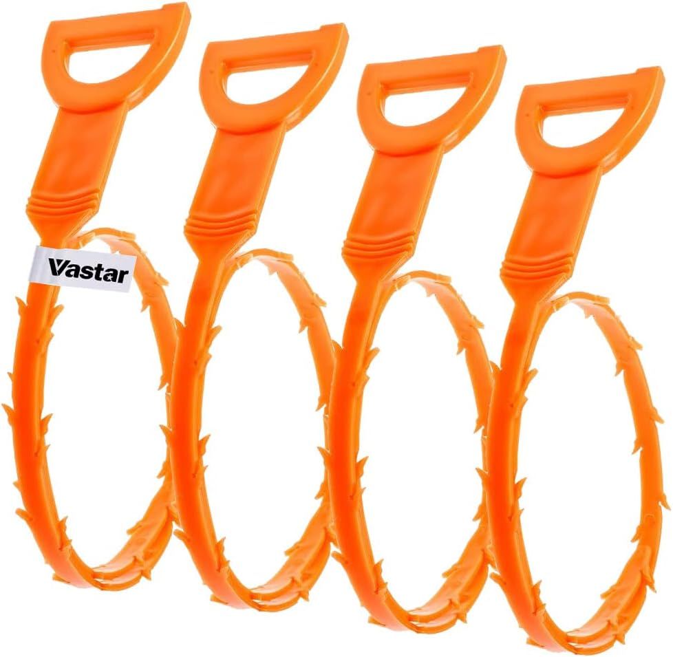 Vastar 4 Pack 19.6 Inch Drain Snake Hair Drain Clog Remover Cleaning Tool (4 Pack 19.6 Inch) | Amazon (US)