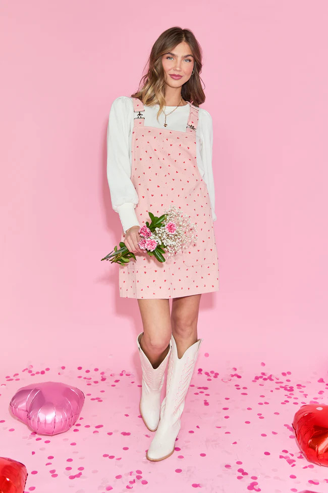 Chase Heart Overall Dress | Pink Lily