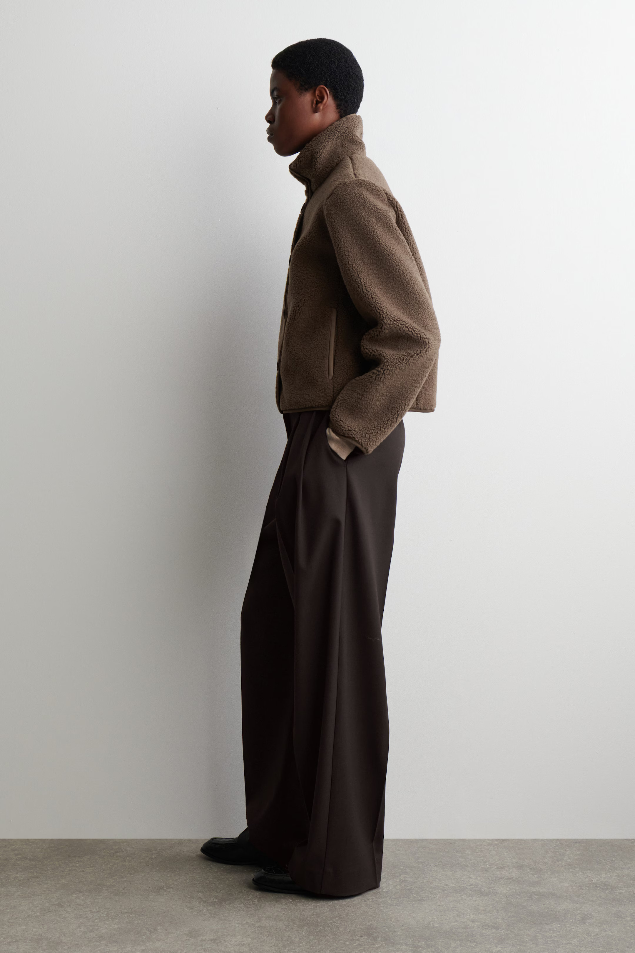 FUNNEL-NECK TEDDY JACKET - BROWN | COS GB | COS UK