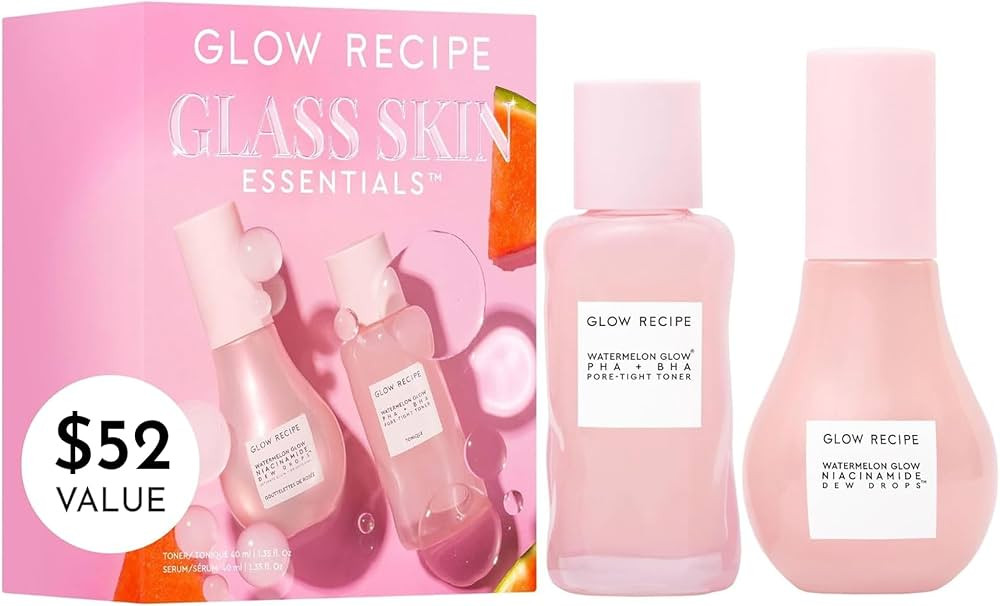 Glow Recipe Glass Skin Essential Korean Skincare Kit - Includes Niacinamide Dew Drops Face Serum ... | Amazon (US)