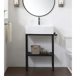 25" Modern Farmhouse Single Bathroom Vanity Sink (Black - Painted - Single Vanities) | Bed Bath & Beyond