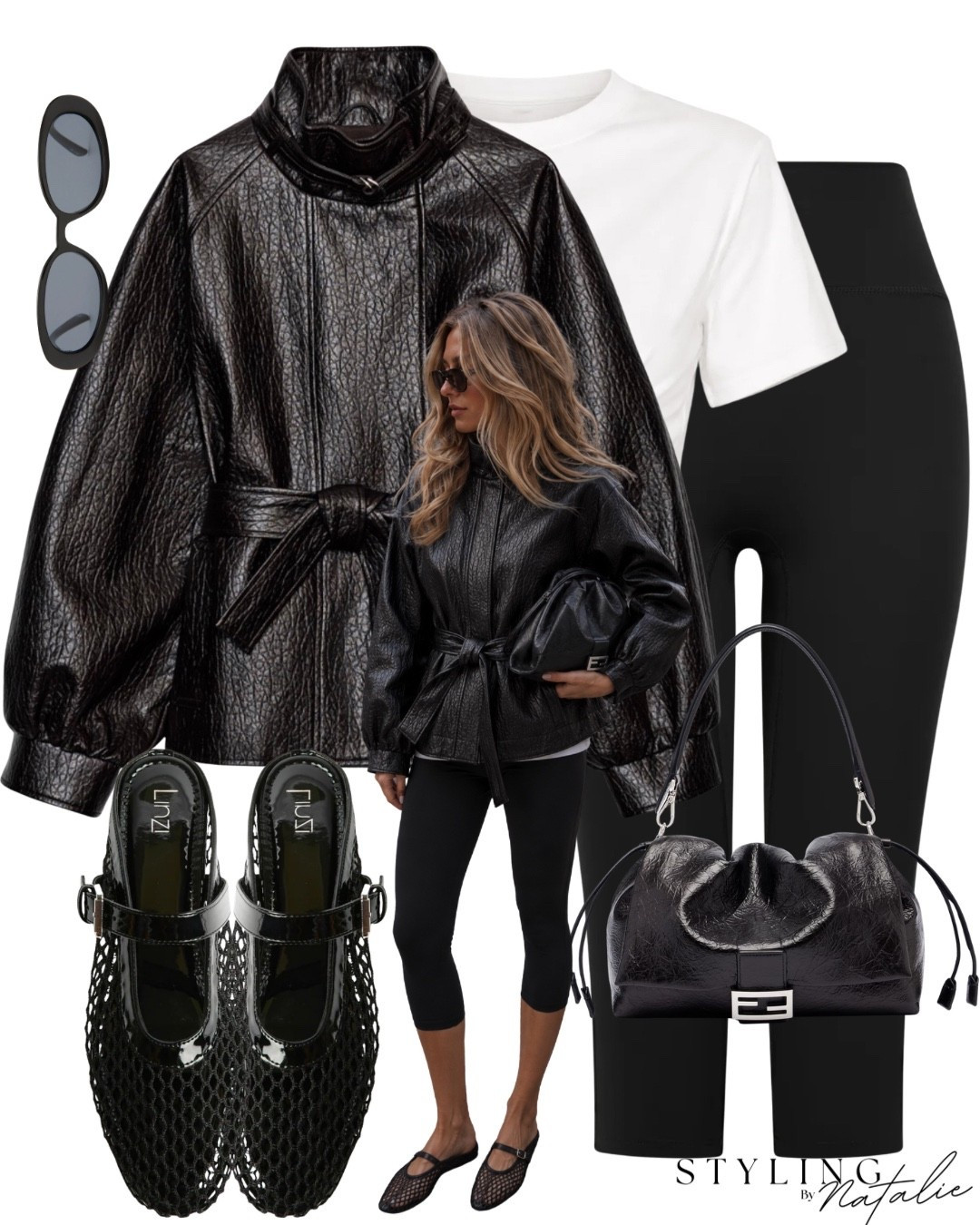 Belted leather effect jacket, white t-shirt, black capri sculpted leggings, fendi bag, mesh ballet mules and black sunglasses.
Autumn outfit, transitional style, fall fashion, date night, Zara, Mary Jane’s, tie waist jacket, ballet flats, black and white outfit. @linzi @Zara

#LTKuk #LTKautumn #LTKdatenight