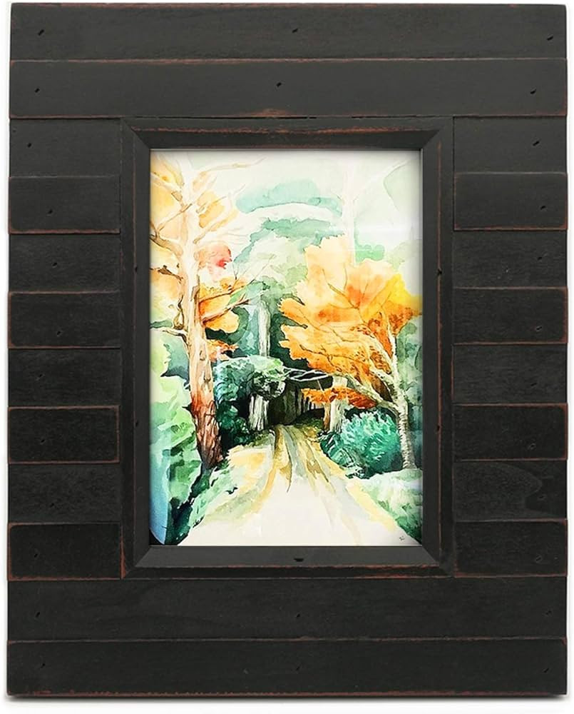 Eosglac 5x7 Picture Frame Distressed Black, Timbermount Rustic Photo Frame with Wood Siding Look,... | Amazon (US)