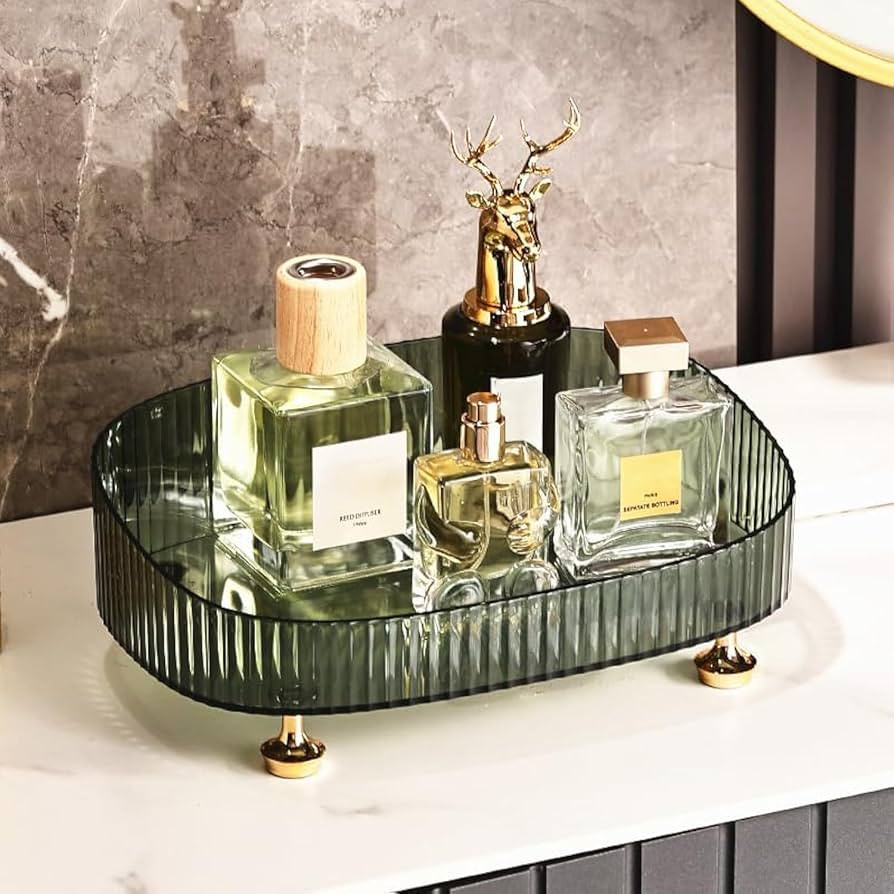 Makeup Perfume Organizer, Vanity Tray, Cosmetic Skincare Organizer, Countertop Organizer Tray for... | Amazon (US)