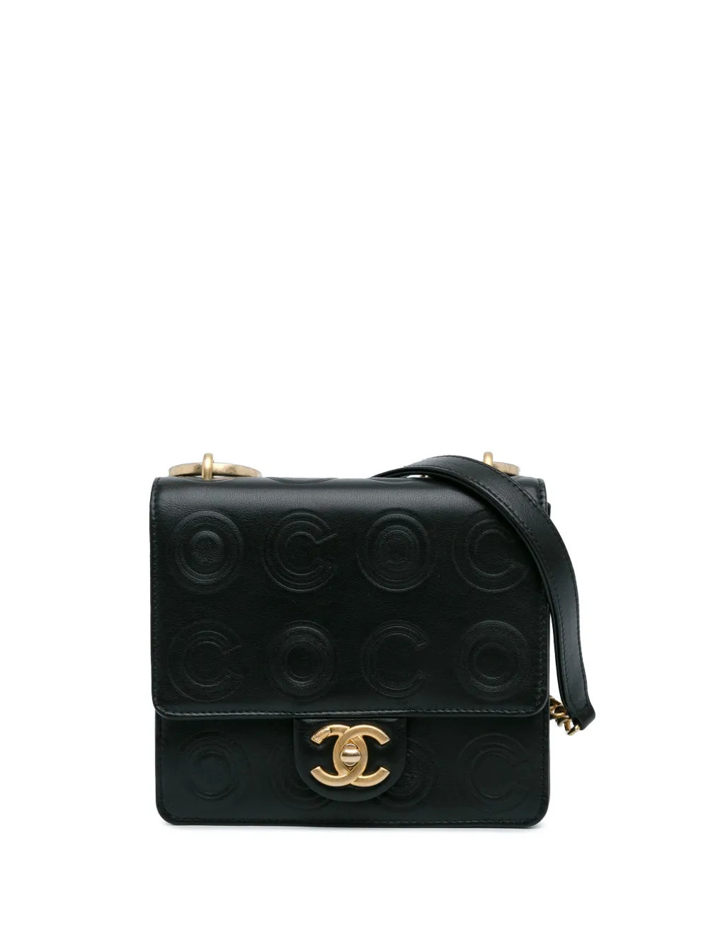 CHANEL Pre-Owned 2019 Mini Square Coco Embossed Calfskin Flap crossbody bag - Black | Farfetch Global