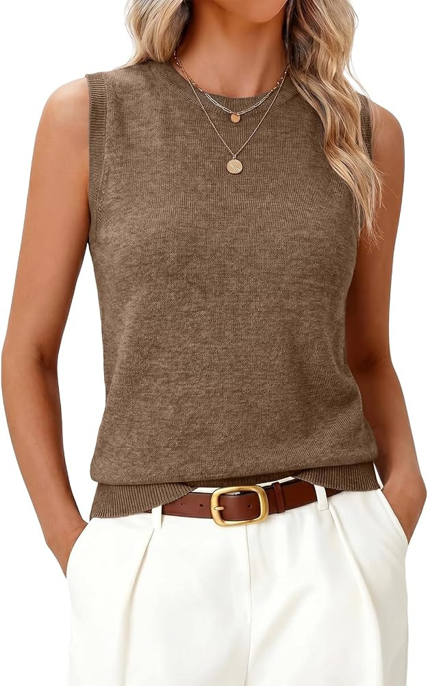 EVALESS Womens Wool Blend Tank Tops Sleeveless Sweater Vest | Amazon (US)