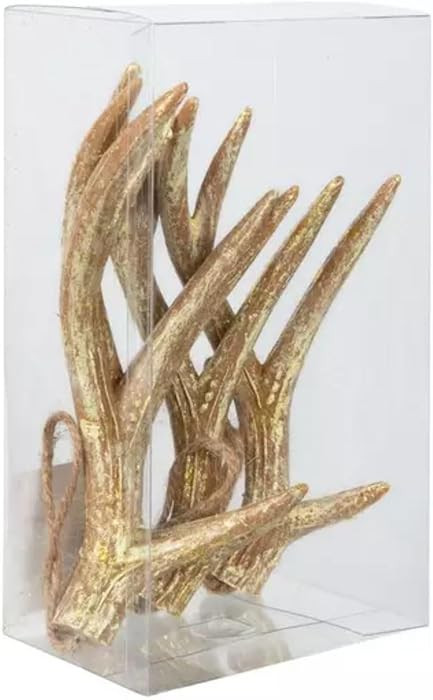 Deer Antler Ornaments | Set of 4 | 8 inch | Brown Sparkly Glitter Christmas Decor | Amazon (US)