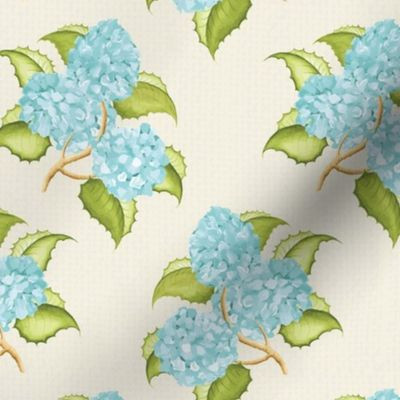 Hamptons Hydrangea Bundles (Faux Grasscloth) | Spoonflower